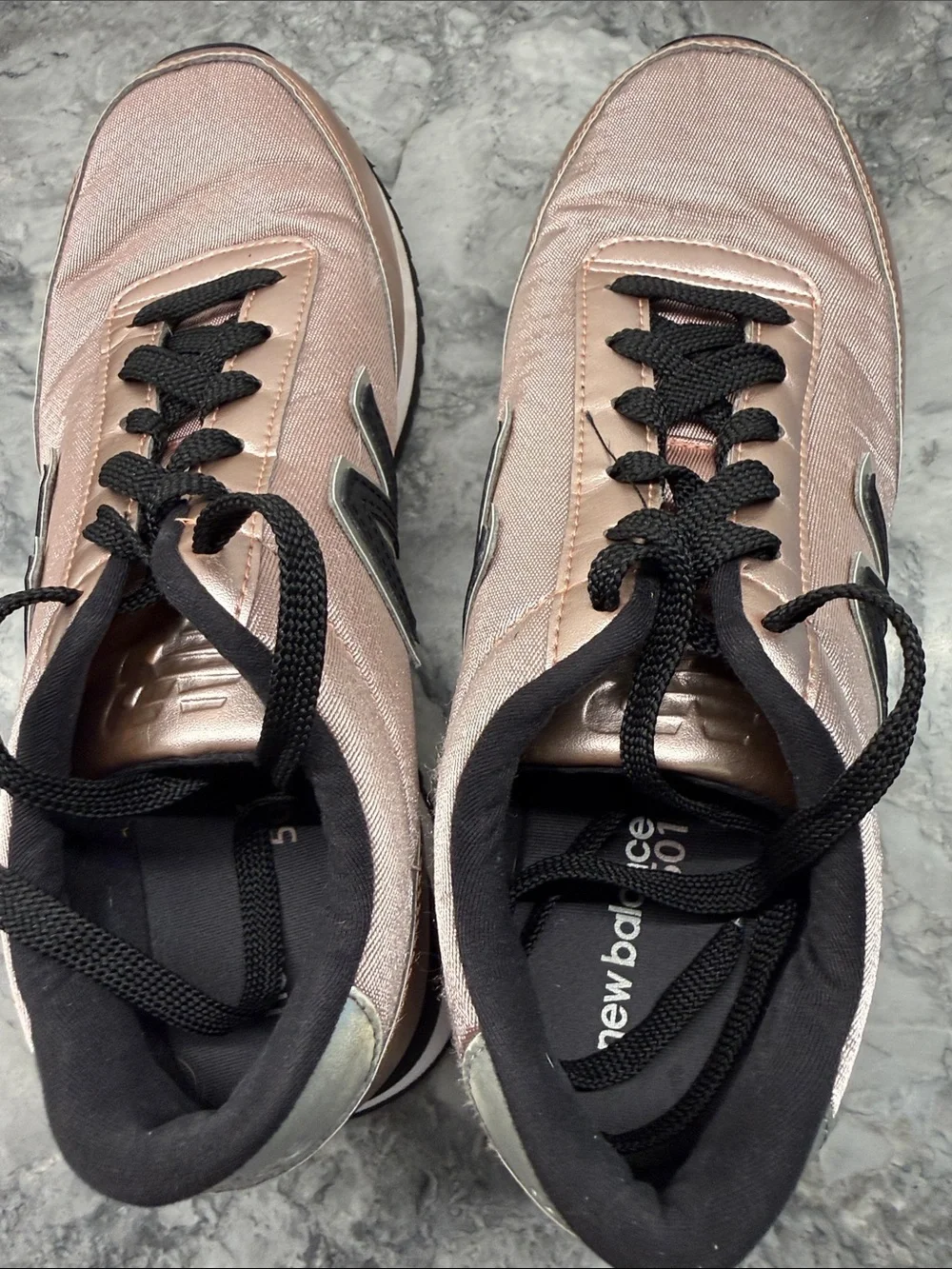New Balance Men's Rose Gold and Black Lace-Up Sneakers